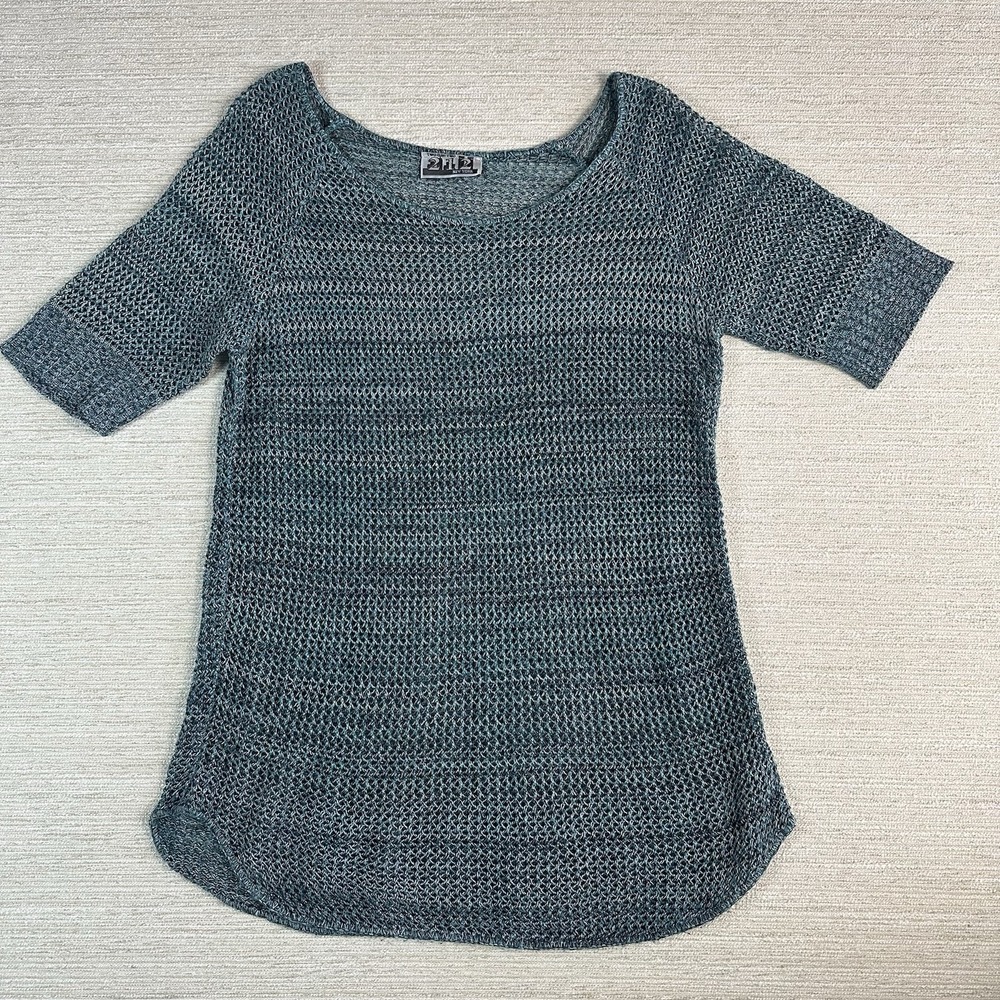 Vintage 90'S Open Knit Short Sleeve Spring Summer Top Vacation Beach Layer